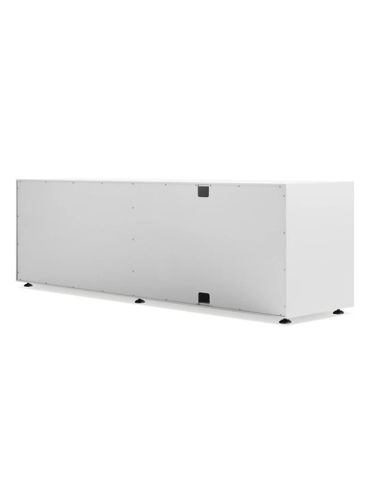 Buffet Superchoice de Blu Dot avec 2 portes et 2 tiroirs pour organiser facilement vos essentiels. blanc