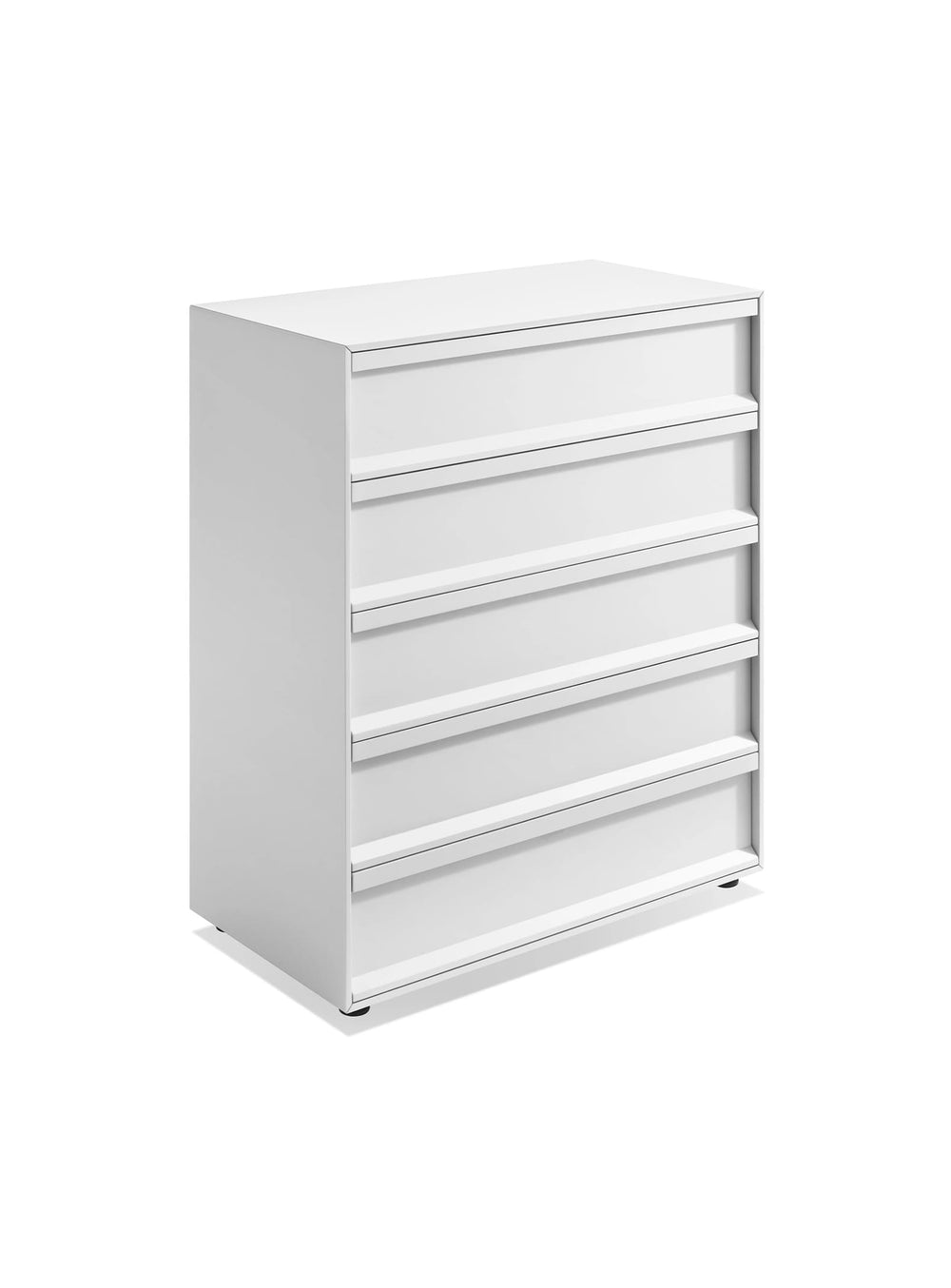 Commode Blu Dot Superchoice à 5 tiroirs, compacte et idéale pour organiser vêtements et linge de maison. blanc