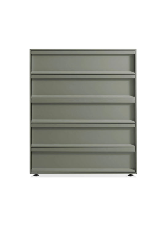 Commode Blu Dot Superchoice à 5 tiroirs au design minimaliste, idéale pour une chambre moderne. grey green