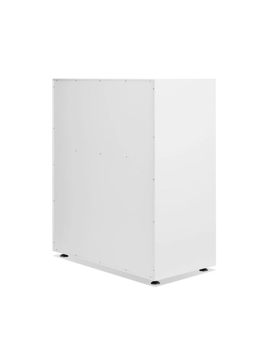 Commode Blu Dot Superchoice avec 5 tiroirs à fermeture douce pour un rangement pratique et élégant. blanc