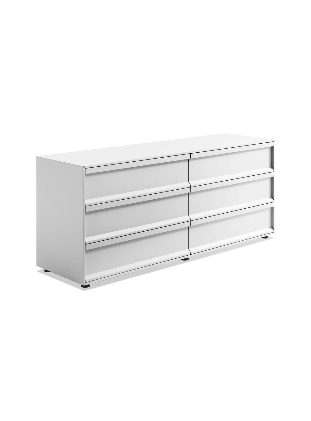 Blu Dot Superchoice à 6 tiroirs, idéale pour organiser vêtements et linge de maison avec style. blanc