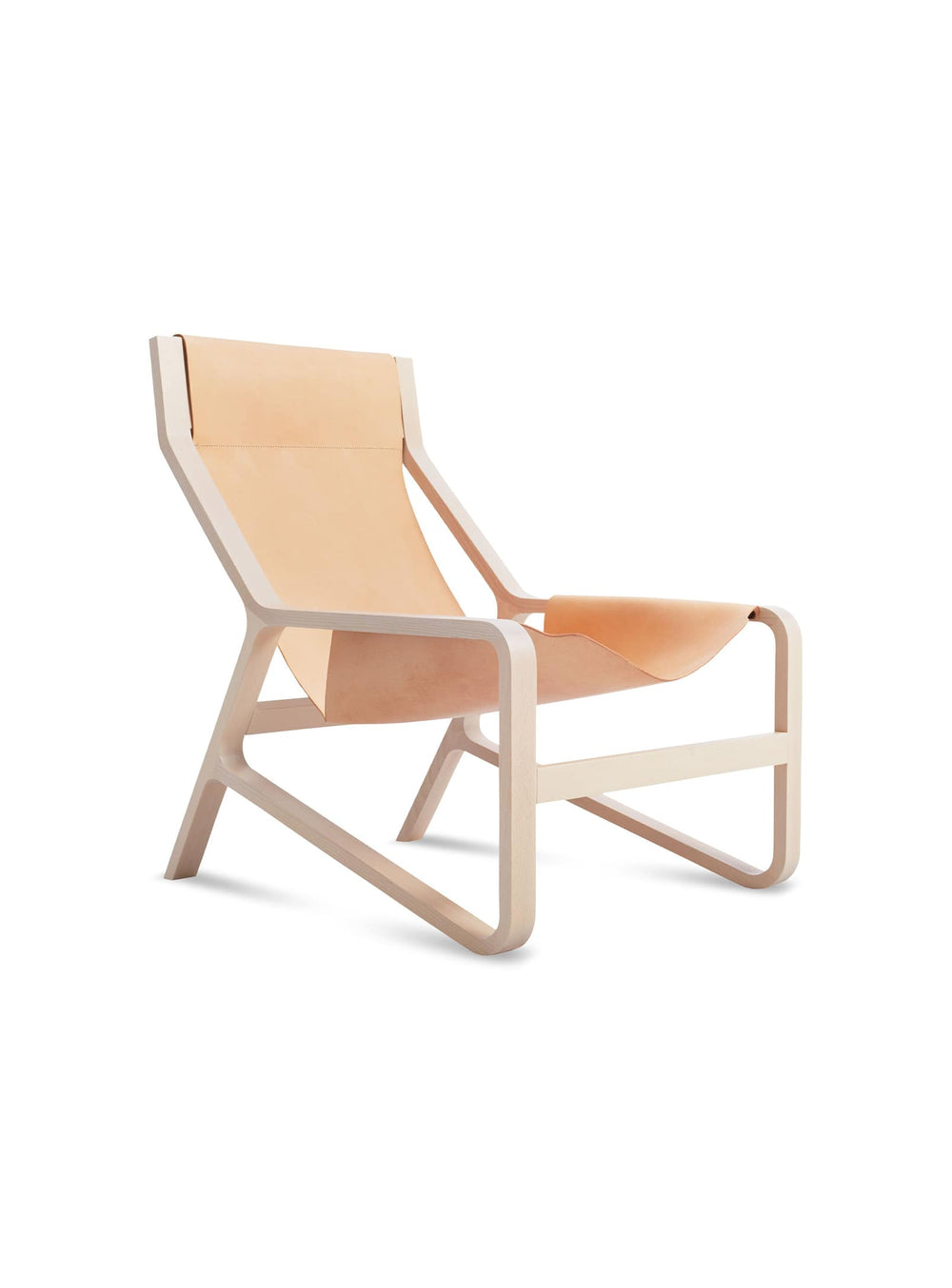 Blu Dot Toro : chaise lounge design, cuir naturel et confort intemporel. camel