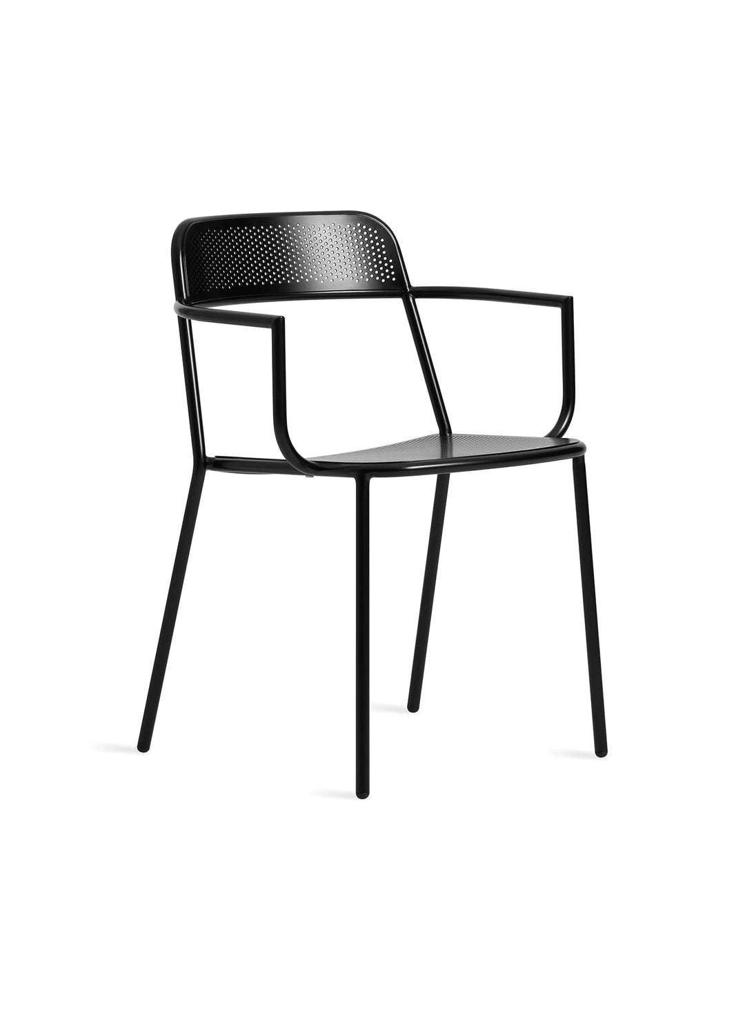 Chaise avec accoudoirs Trim Blu Dot : fauteuil design acier, intérieur extérieur. noir