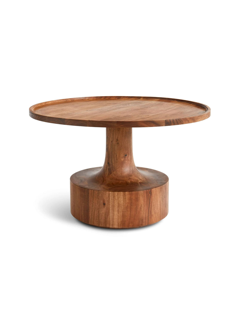 Table basse Turn Blu Dot : design contemporain et chaleur du bois naturel.