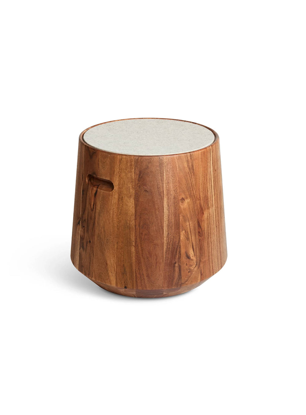 Tabouret Turn Blu Dot : élégance naturelle et confort en laine feutrée. blanc cassé