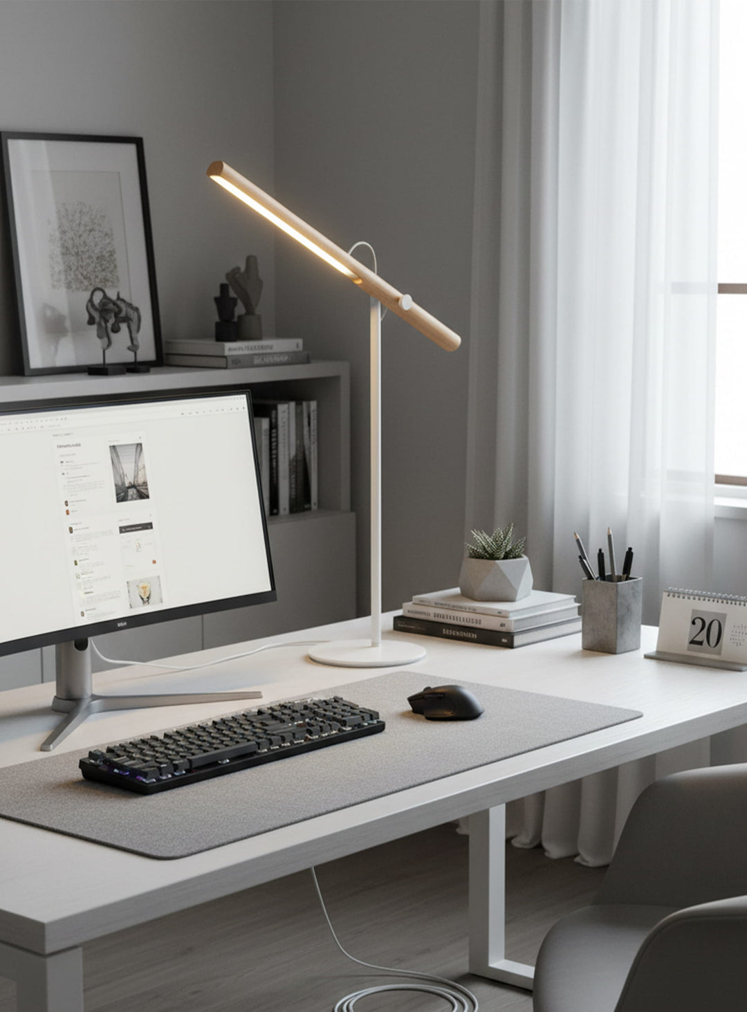 La lampe de table et de bureau Type A de Blu Dot : design minimaliste et lumineux. Blanc.