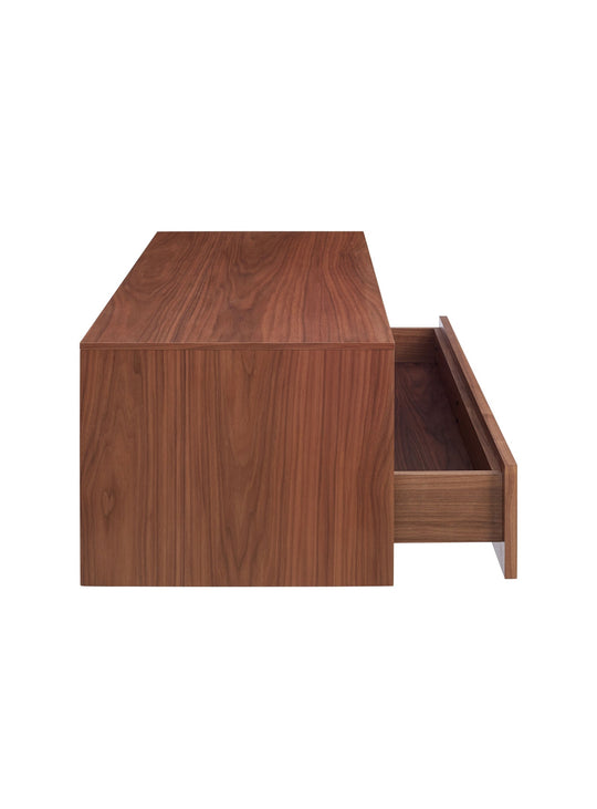 Meuble mural Wonder Wall 2.0 de Blu Dot : rangement design et légèreté visuelle. noyer