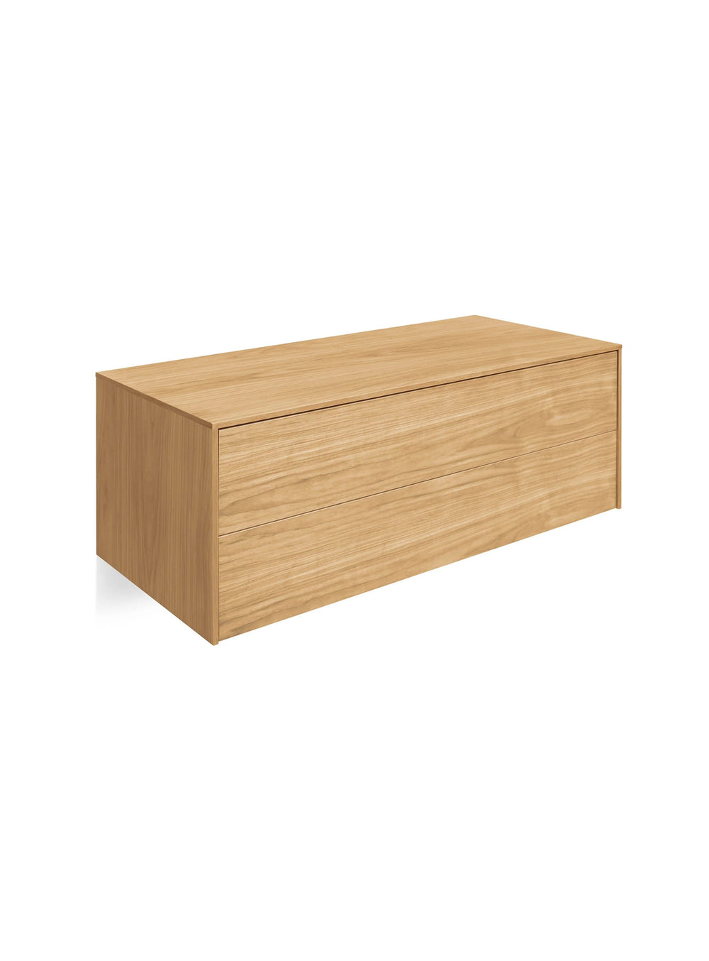 Caisson mural Blu Dot Wonder Wall 2.0 : un rangement design à deux tiroirs pour tous les espaces. chene blanc