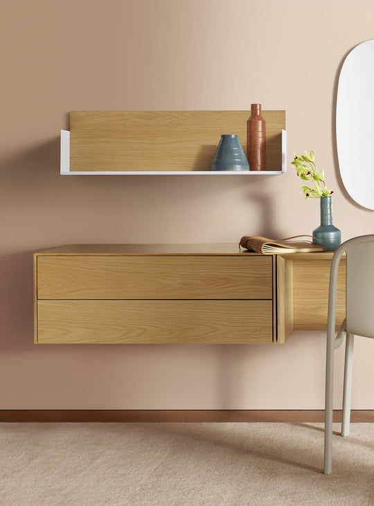 Étagère Blu Dot Wonder Wall 2.0 : une étagère murale design en acier et bois. chene blanc