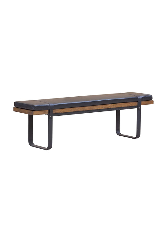 Banc Brooklyn : assise en cuir élégante au style industriel et rustique.