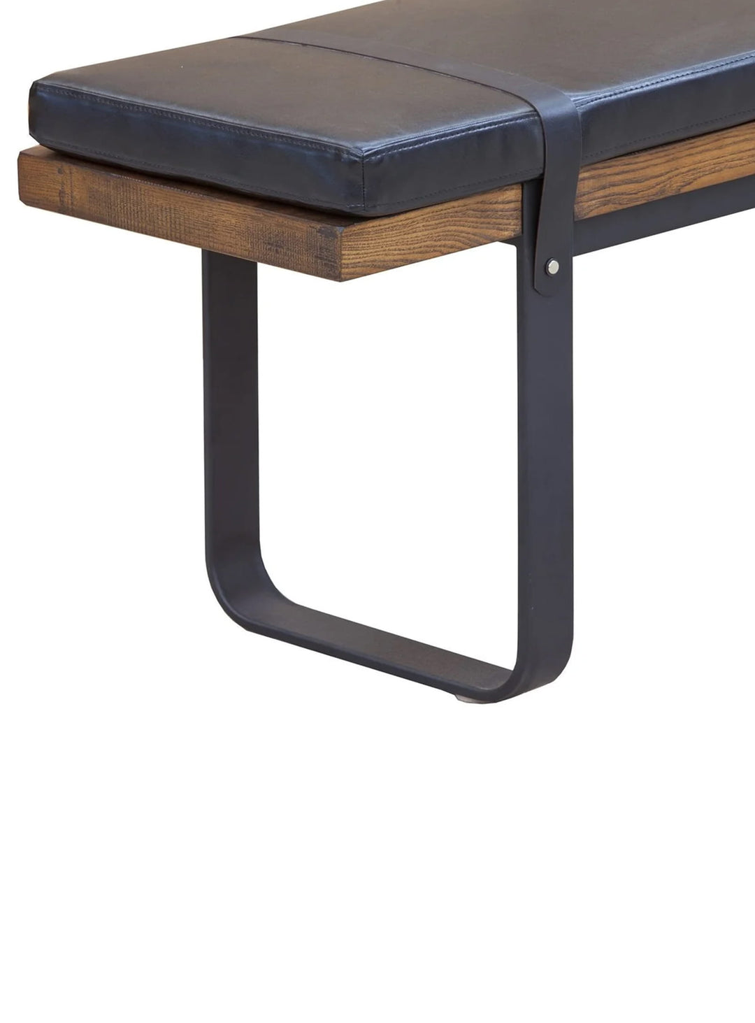 Banc Brooklyn en cuir et acacia : un banc industriel chic, robuste et confortable pour sublimer votre déco.
