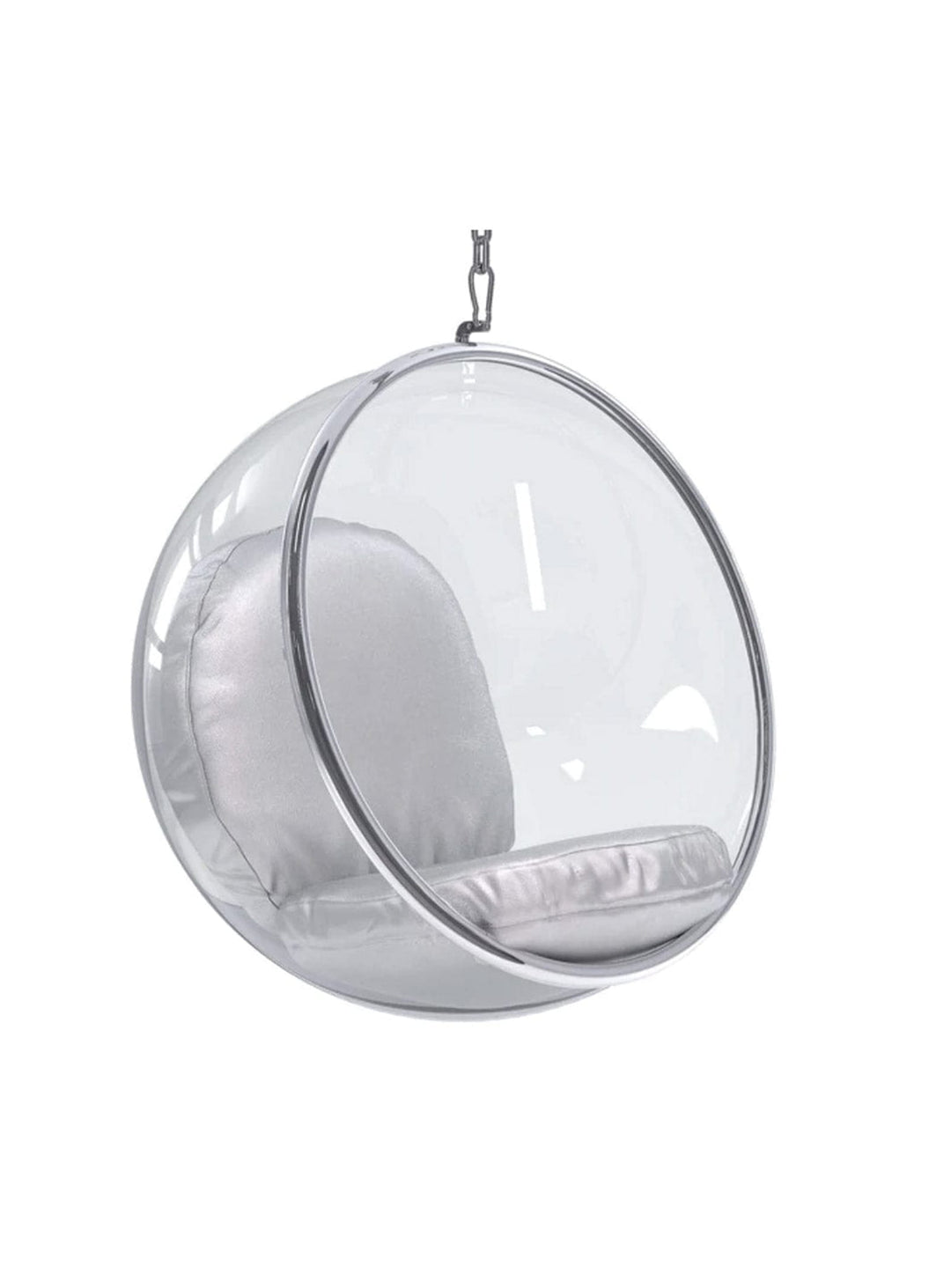 Le fauteuil suspendu Bubble crée une ambiance unique avec son style flottant et lumineux. argent
