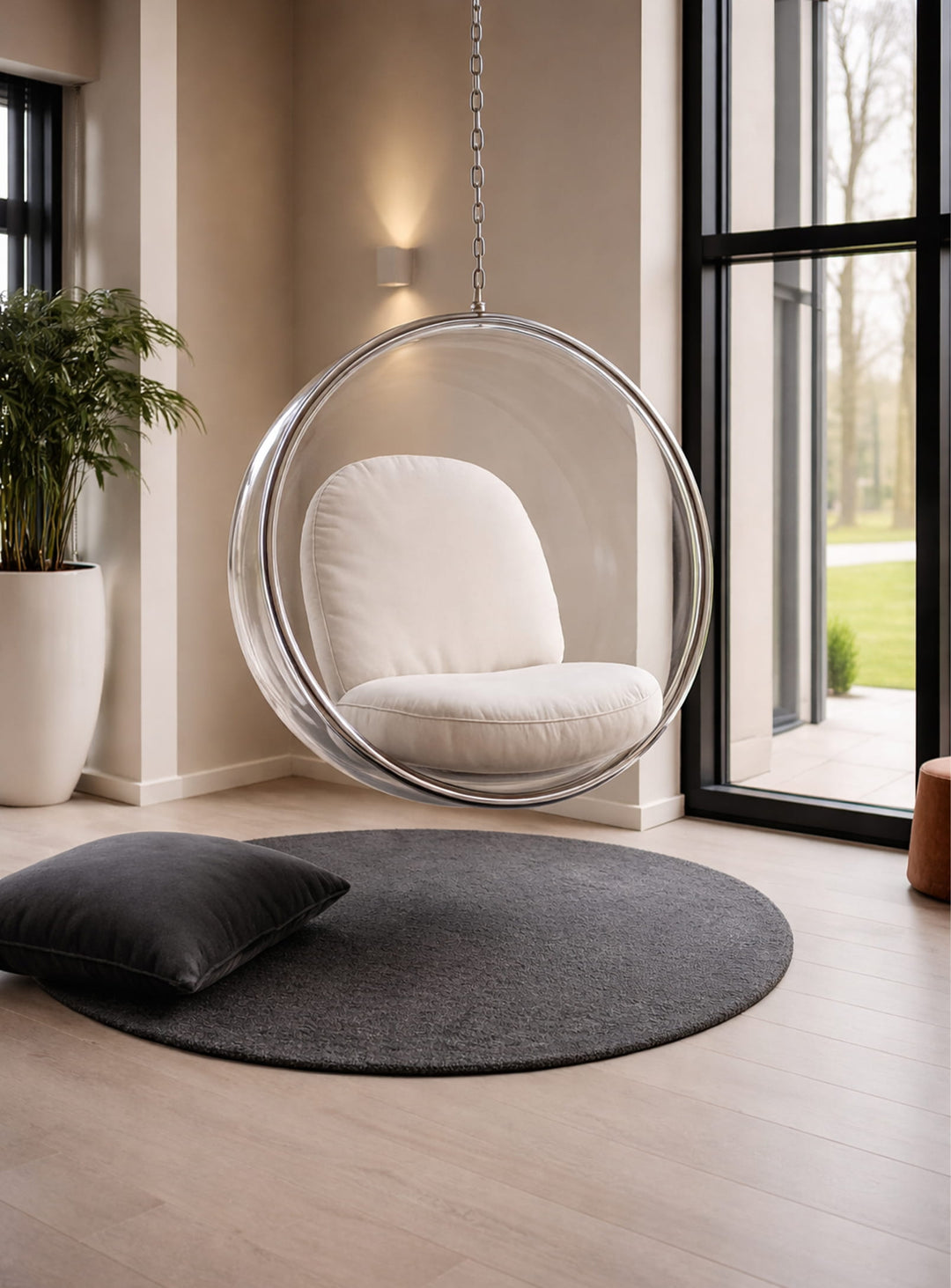 Apportez une touche magique avec le fauteuil suspendu Bubble, entre art et confort. creme