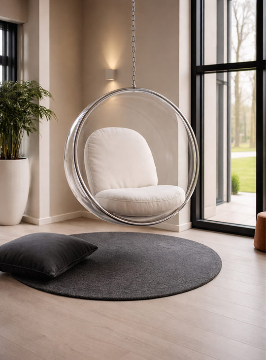 Apportez une touche magique avec le fauteuil suspendu Bubble, entre art et confort. creme