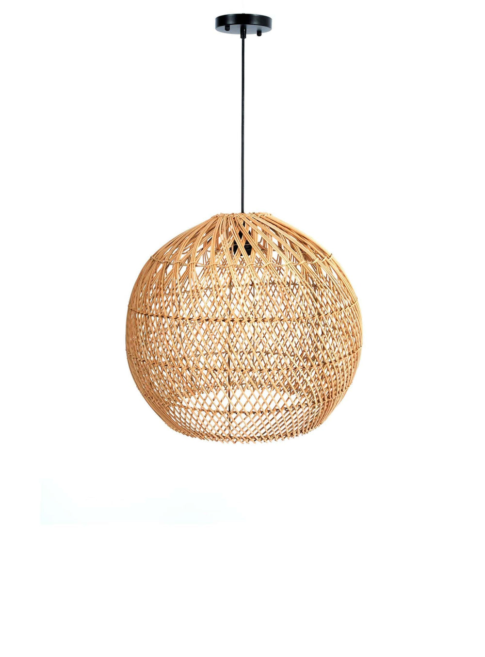 Lampe suspendue Cascade en rotin, design naturel et éclairage doux et chaleureux.
