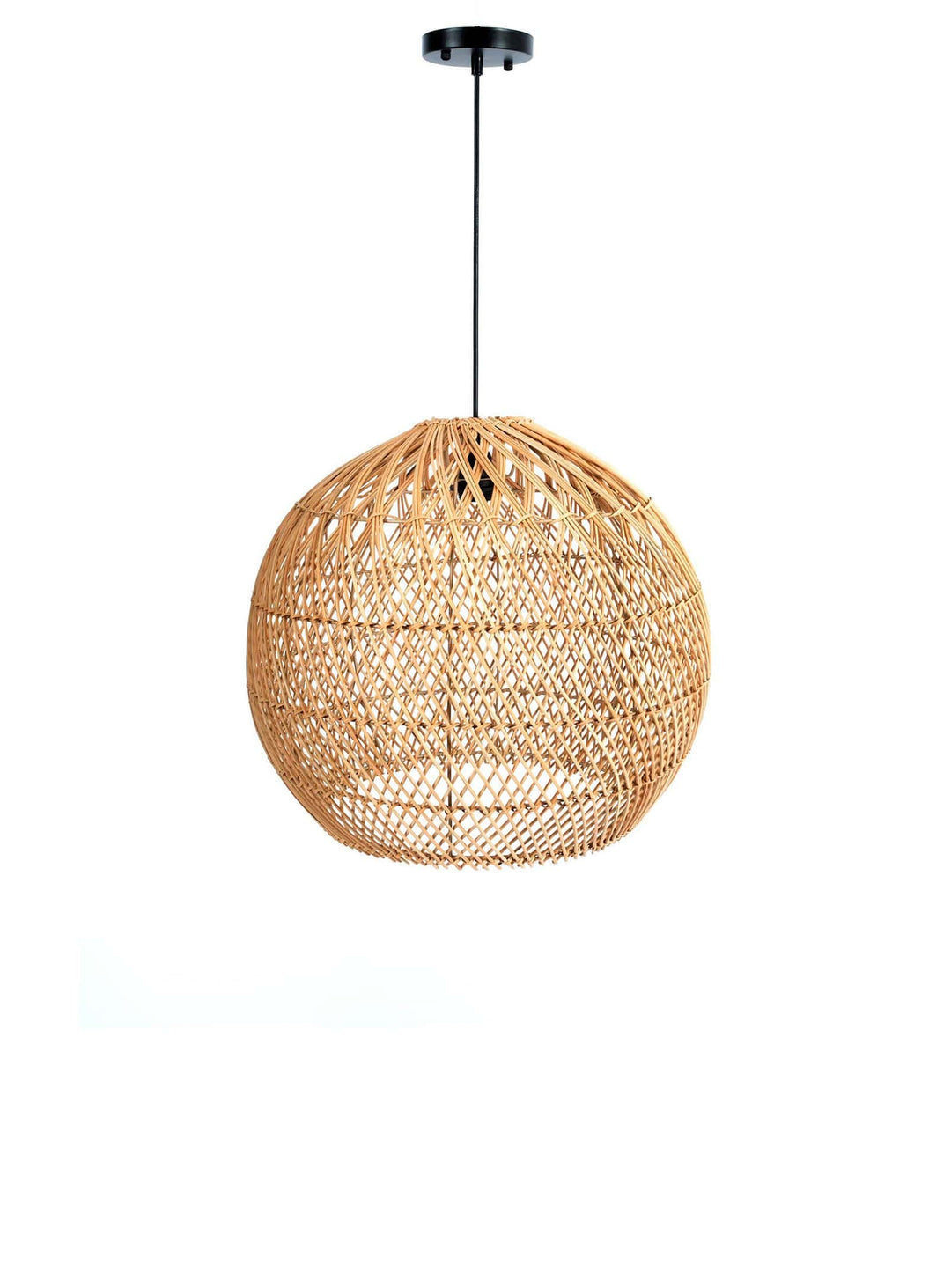 Lampe suspendue Cascade en rotin, design naturel et éclairage doux et chaleureux.