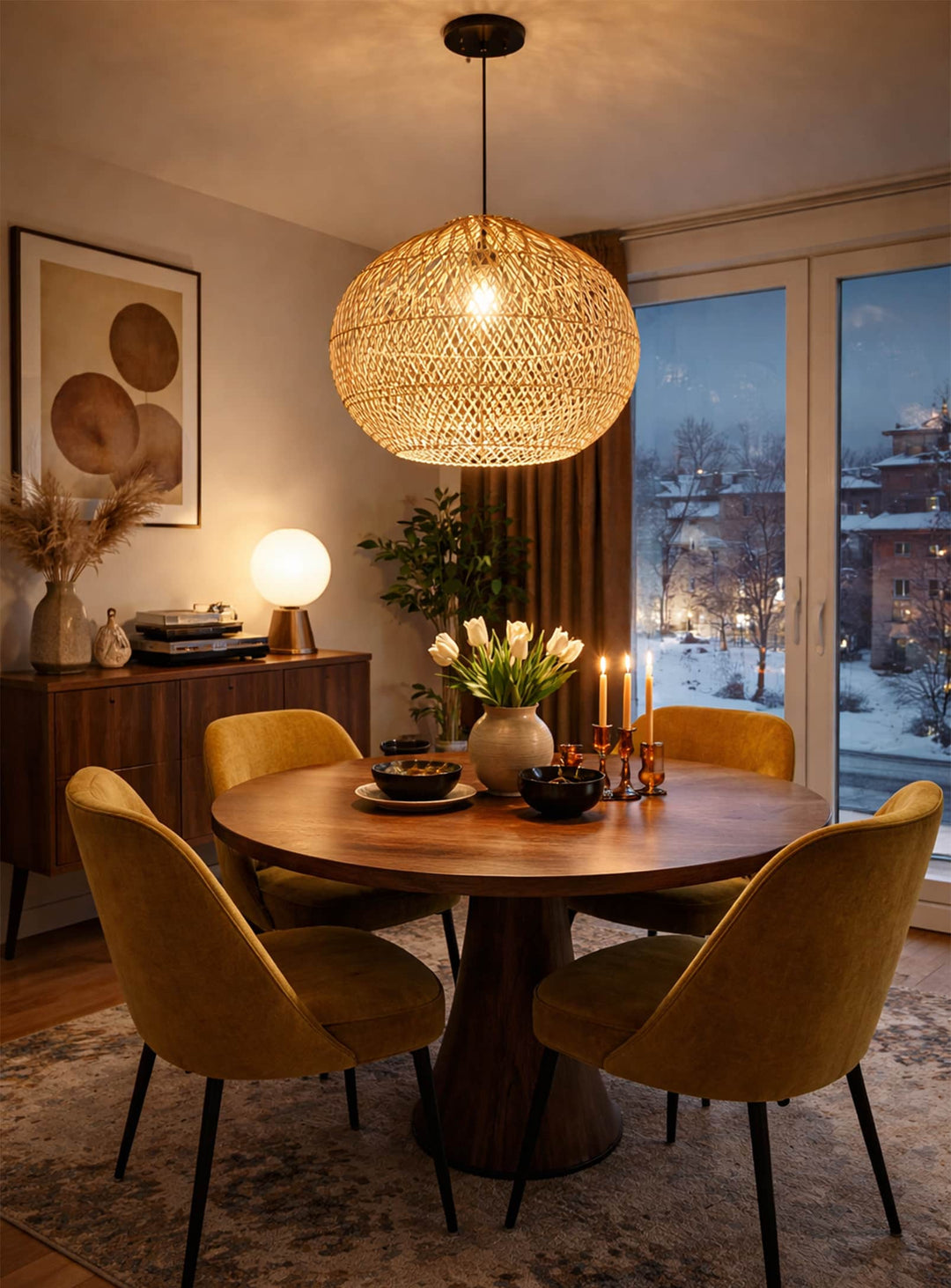 La lampe suspendue Cascade séduit par son tressage varié et son éclairage dynamique.