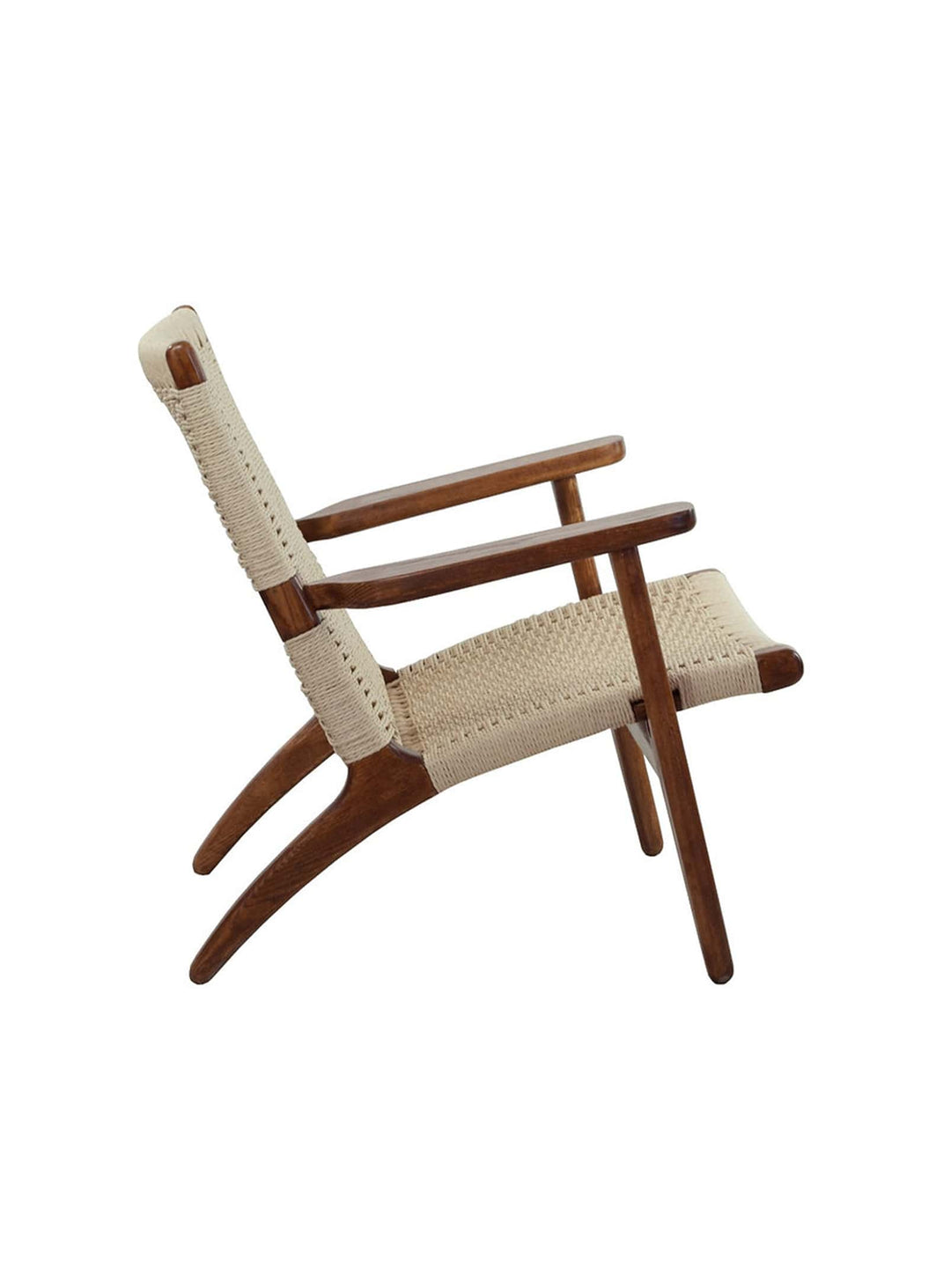 Fauteuil Cavo, bois clair élégant et chanvre naturel. noyer