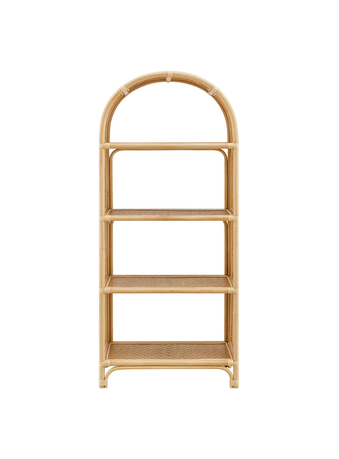 Bibliothèque arquée Celeste : design aéré et équilibre visuel parfait. Naturel.