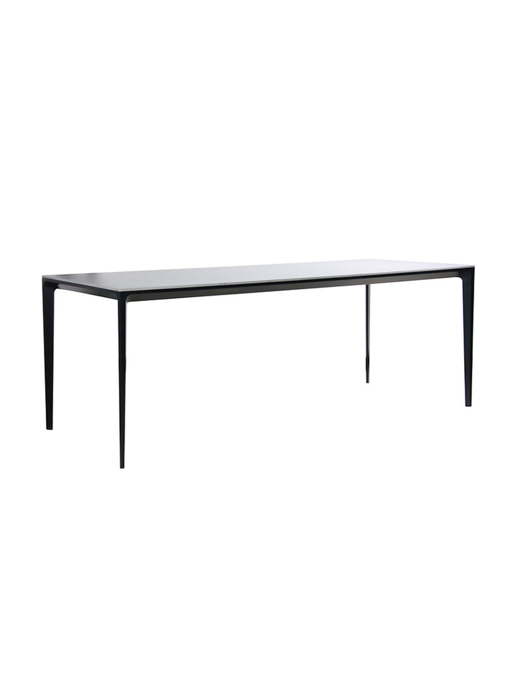 Table à dîner Chicago moderne, alliance de pierre durable et aluminium peint au style raffiné.