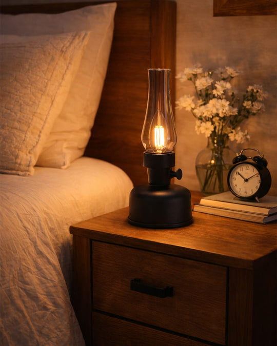 Optez pour la lampe LED Cheminée, rechargeable et facile à transporter. noir