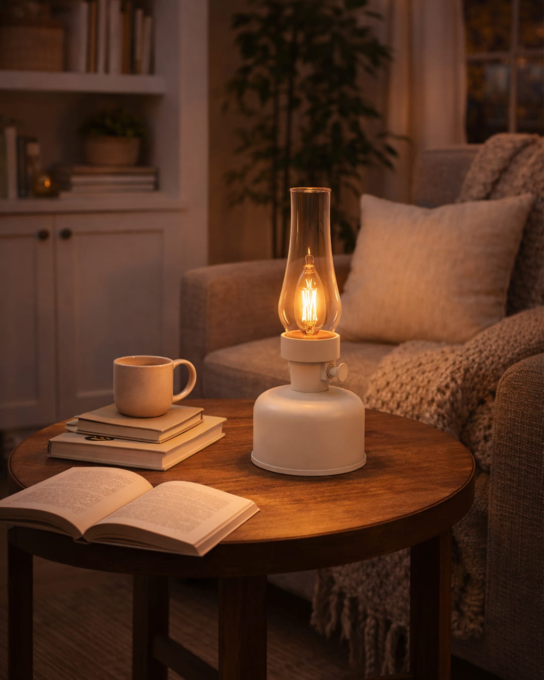 La lampe LED Cheminée combine style lanterne et lumière chaleureuse façon Edison. ivoire