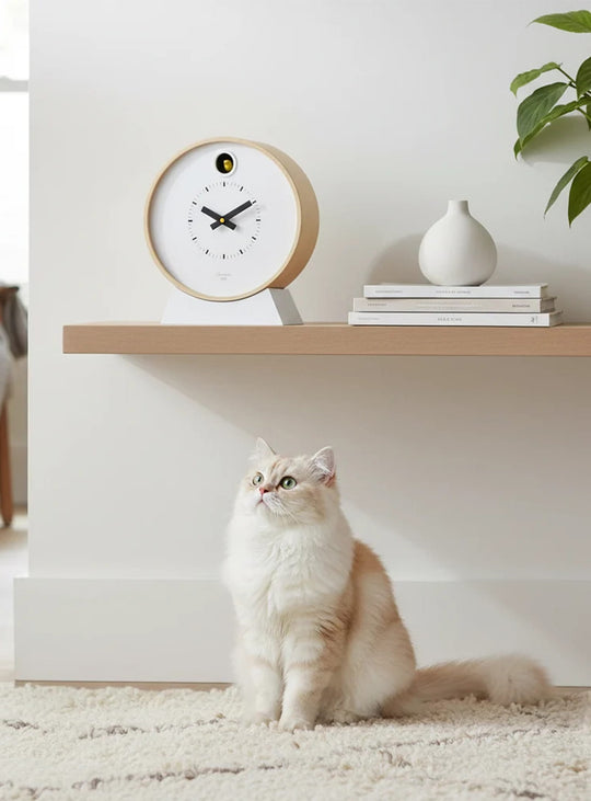 Horloge coucou Cloudnola Dot : design contemporain et format compact pour salon, bureau, cuisine ou studio.