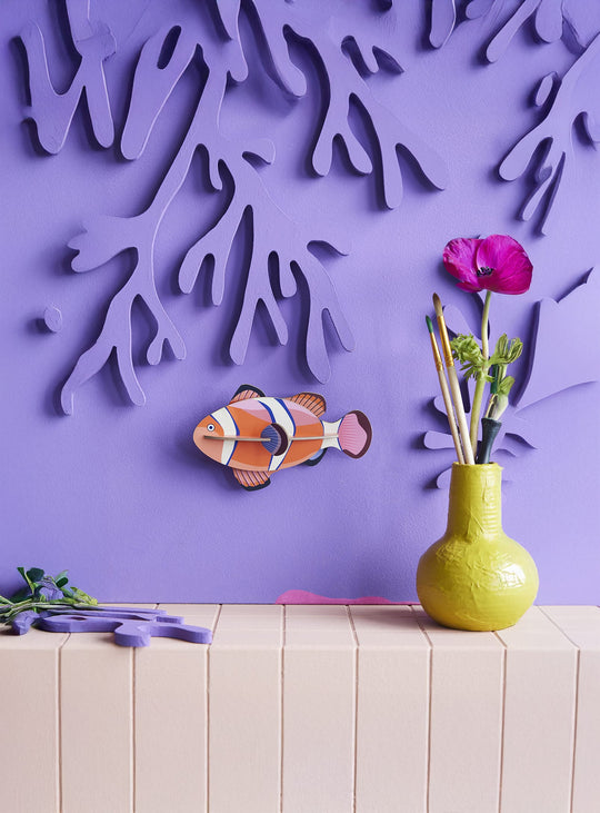Poisson mural 3D Poisson-clown Studio Roof, une décoration colorée inspirée des récifs coralliens.
