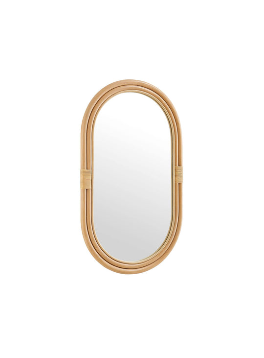 Miroir ovale Corsica : authenticité du rotin et allure contemporaine.