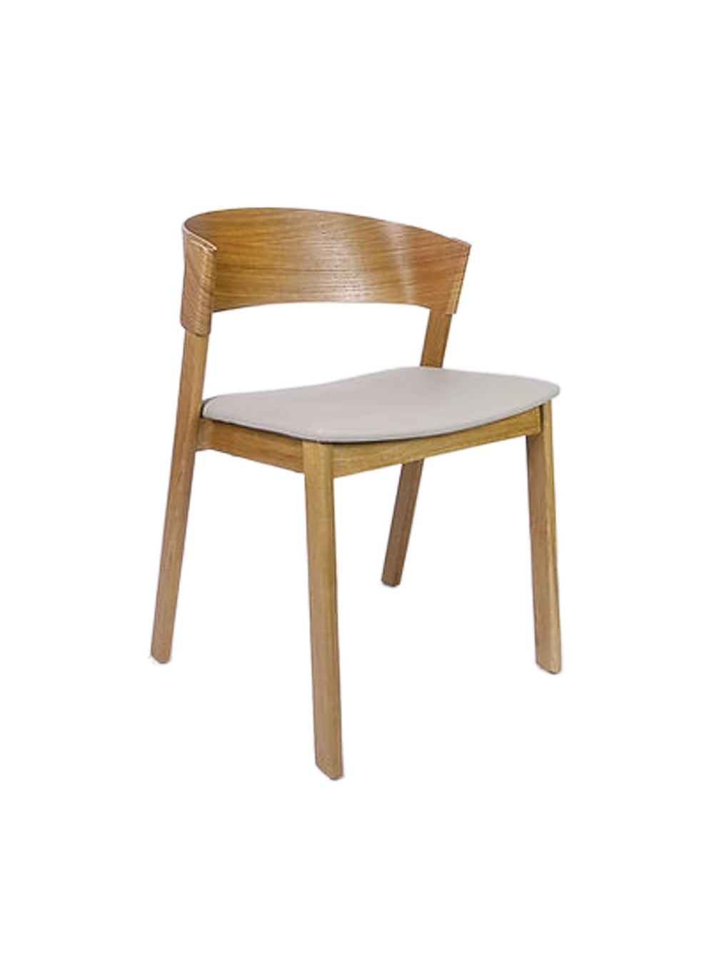 Chaise à dîner Cover : lignes épurées, dossier incurvé et assise rembourrée. Naturel.