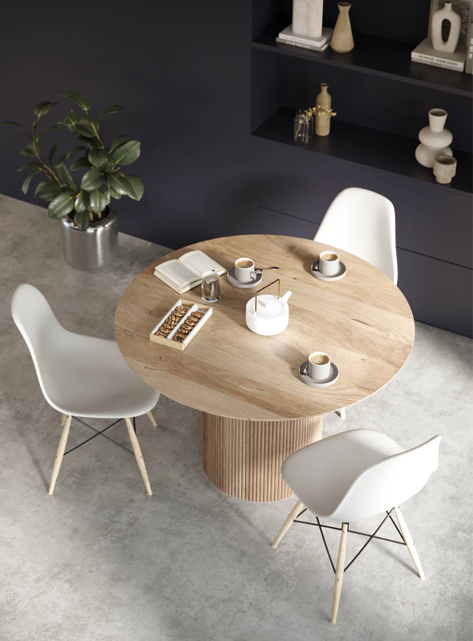 Cylinder: Round wooden dining table – Nüspace