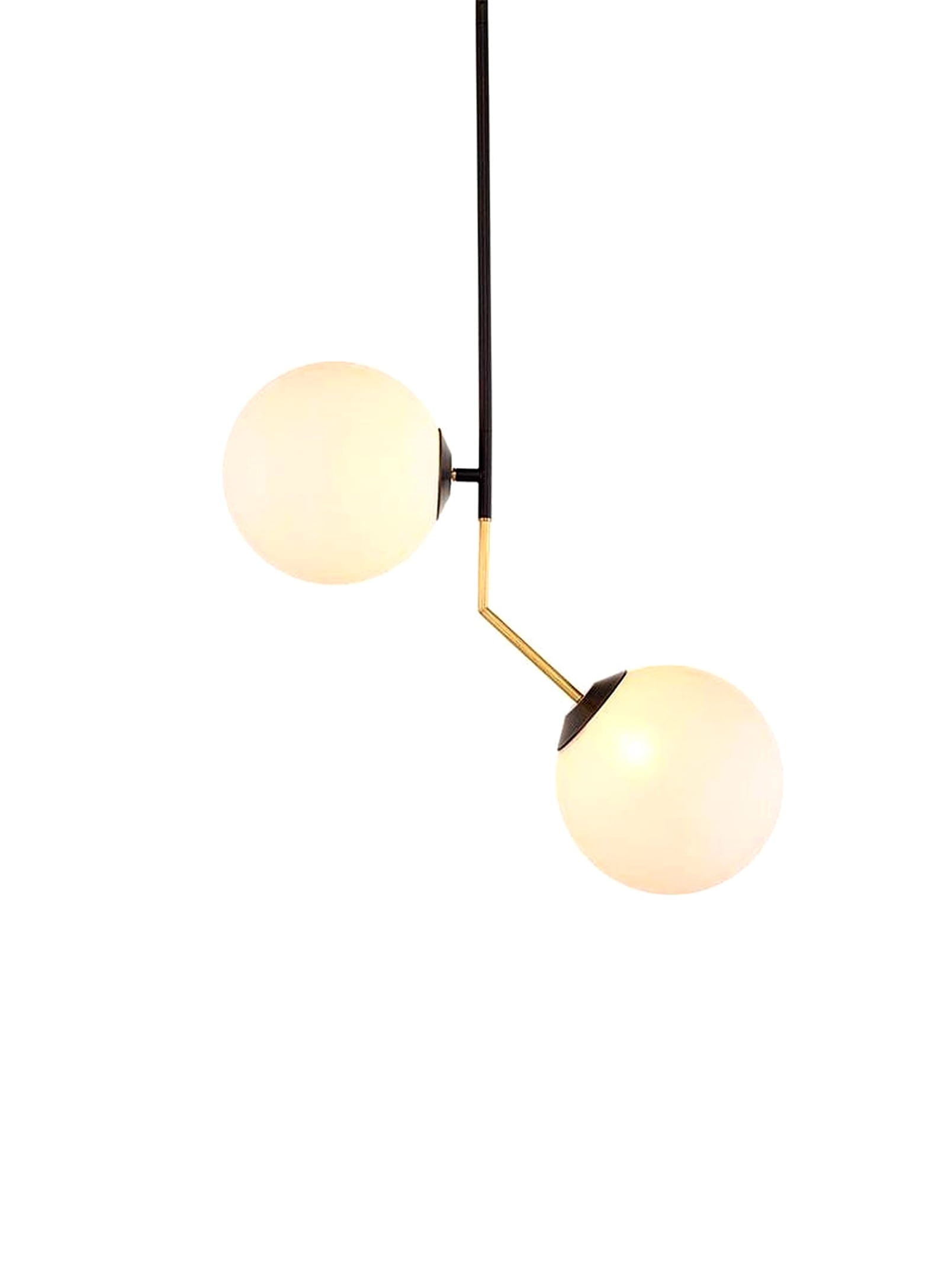 Declan, metal pendant lamp with 1 or 2 opaque globes – Nüspace
