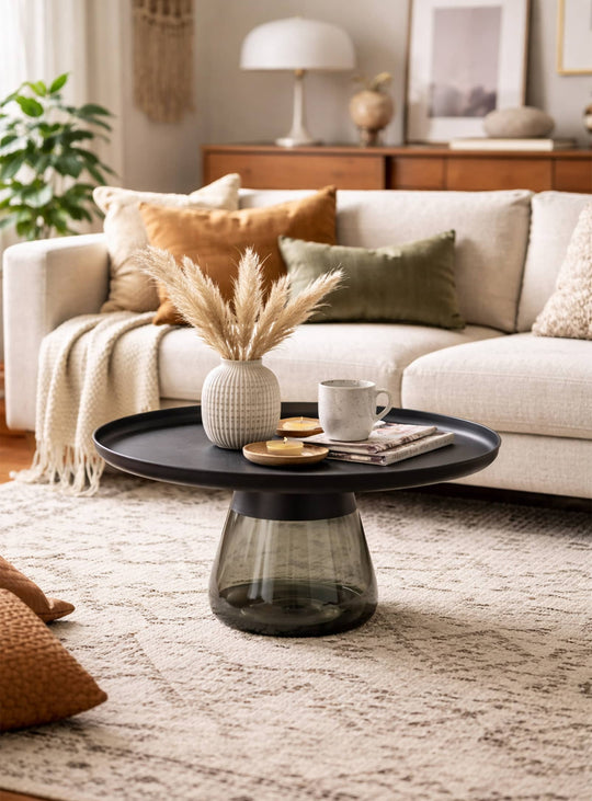 Table à café Duverre en verre soufflé à la main, design artistique et élégant.