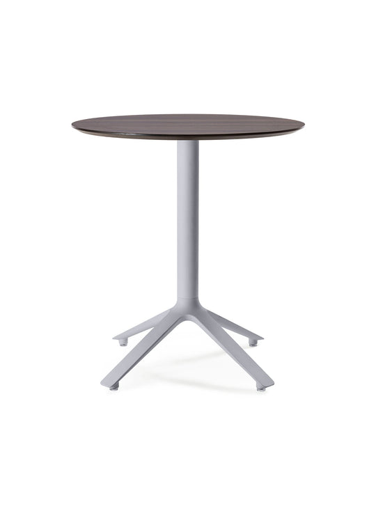 Table bistrot EEX TOOU Design, un mobilier élégant avec base noire, blanche ou grise. noyer