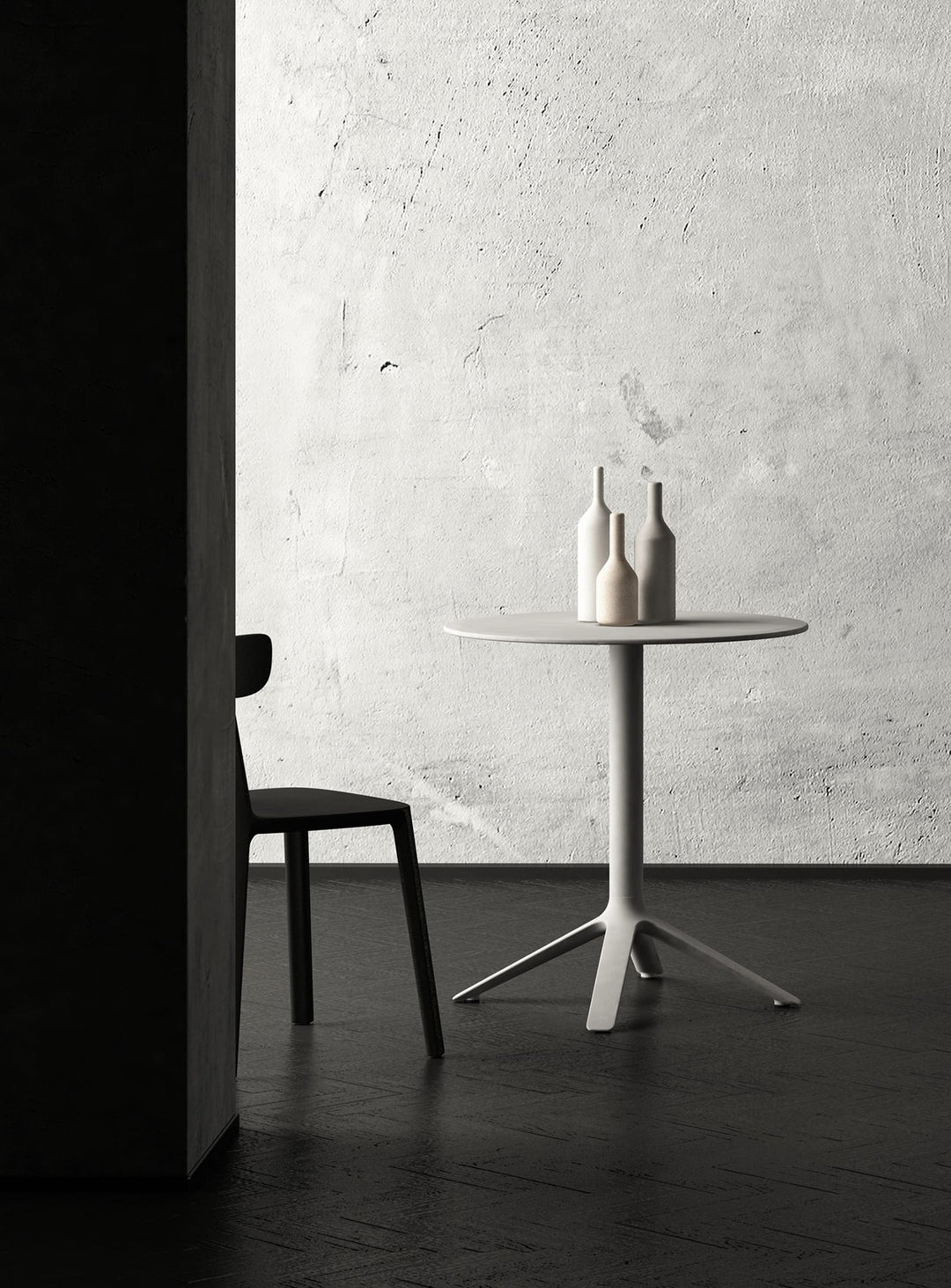 Table bistrot ronde 2 places EEX TOOU Design, un mobilier design pour un usage quotidien. gris clair