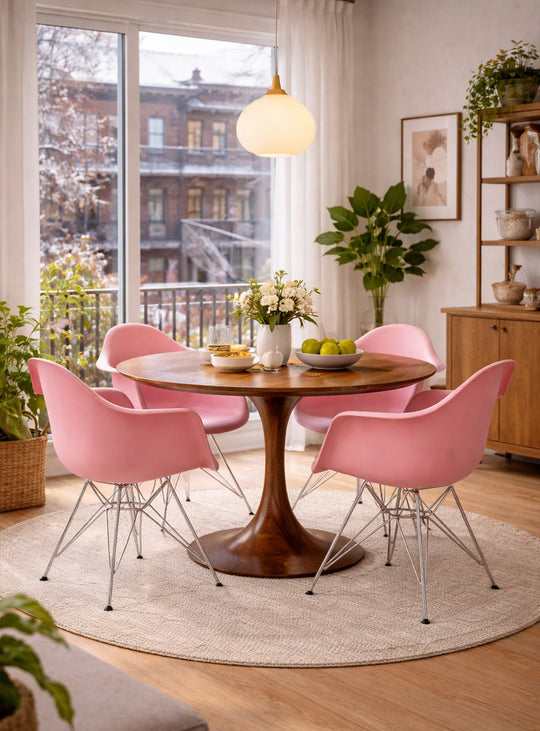 Chaise Nüspace Eiffel DAR, design iconique avec piètement métal noir ou chrome. rose