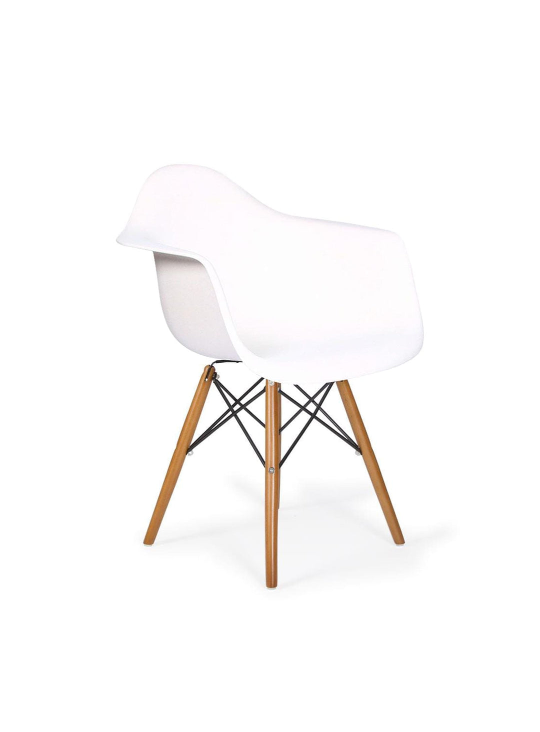 Chaise Nüspace Eiffel DAW, assise colorée et piétement en bois naturel. blanc