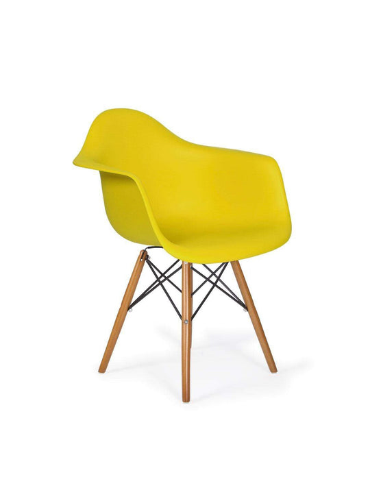 Chaise Nüspace Eiffel DAW, assise ergonomique avec accoudoirs intégrés. jaune moutarde