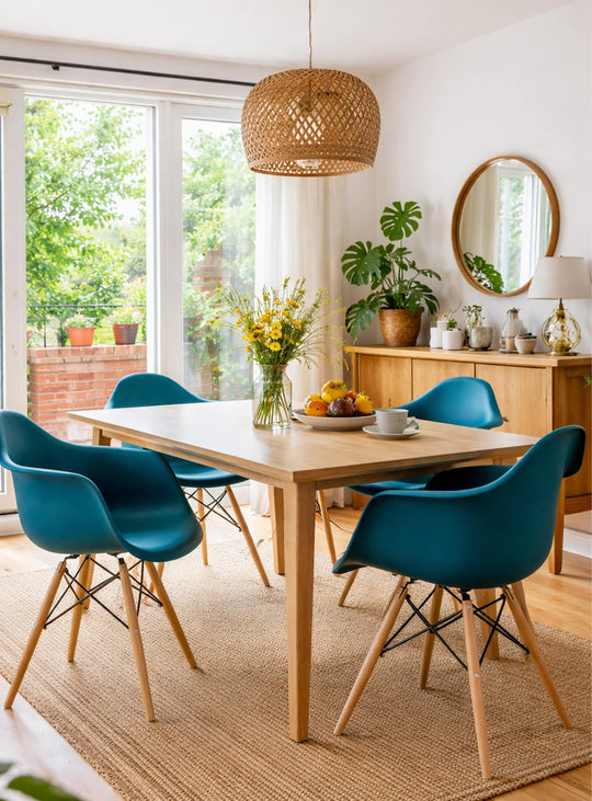 Chaise à dîner Nüspace Eiffel DAW, icône du design accessible. bleu ardoise