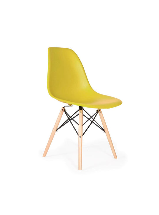 Chaise Eiffel DSW Nüspace : design emblématique et assise colorée. jaune moutarde