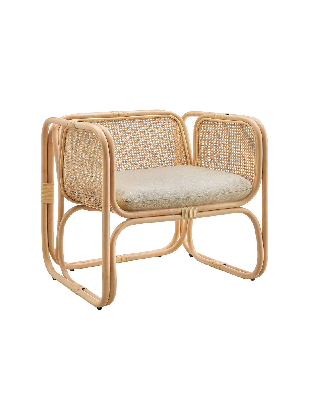 Fauteuil Ellis : courbes élégantes et confort apaisant en rotin. Naturel.