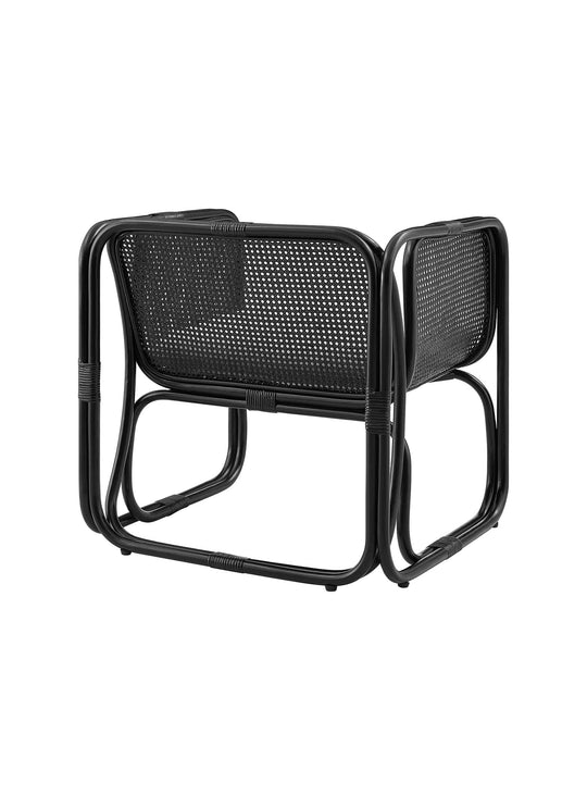 Fauteuil en rotin Ellis : design organique et confort enveloppant. Noir.