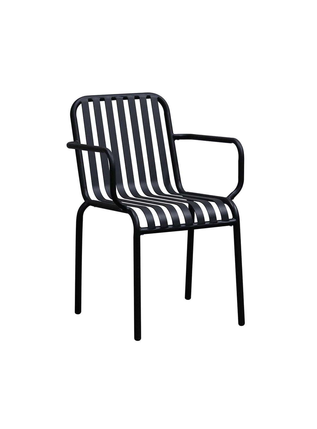 Enid : chaise extérieure noire, empilable, robuste et élégante.