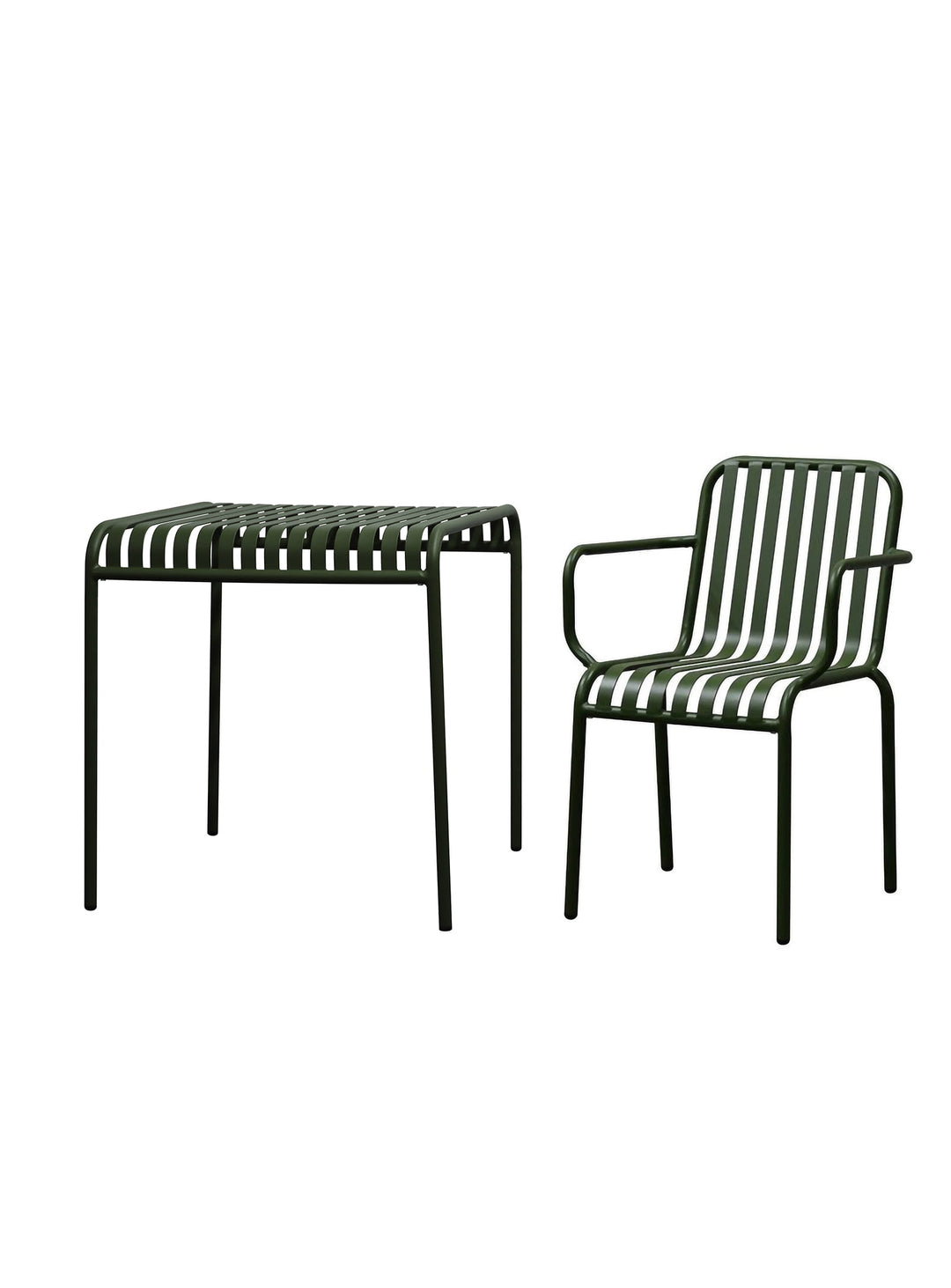 Chaise à dîner d’extérieur Enid avec accoudoirs acier anticorrosion. vert foncé