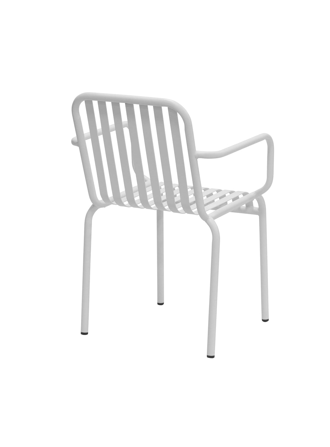 Chaise à dîner d’extérieur Enid avec accoudoirs empilable et durable. blanc