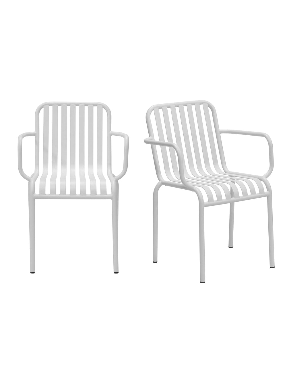 Chaise à dîner d’extérieur Enid avec accoudoirs acier design moderne. blanc