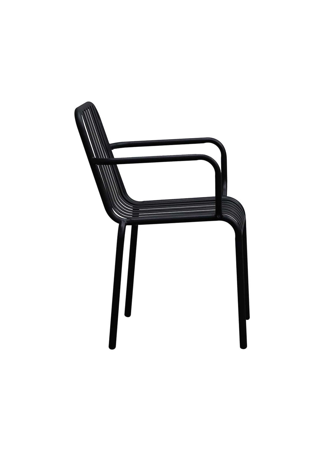 Chaise Enid avec accoudoirs : parfaite pour jardin ou resto stylé. noir