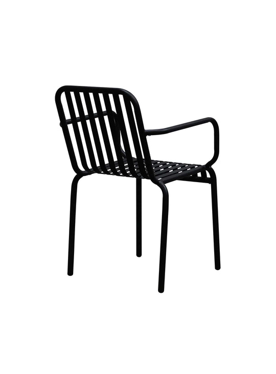 Enid : chaise d’extérieur empilable, solide et design. noir