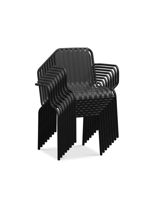 Enid : chaise de terrasse empilable, durable et esthétique. noir