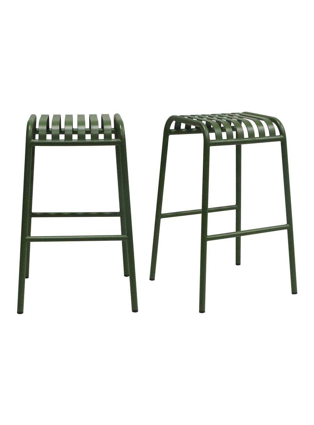 Tabouret de bar Enid en acier thermolaqué design extérieur moderne. vert foncé